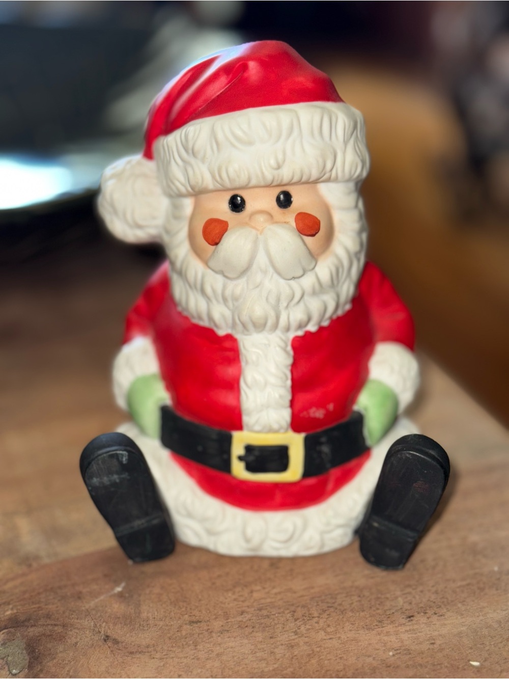 Vintage Schmid 1985 Ceramic Music Box Santa - Santa Claus is Coming to Town